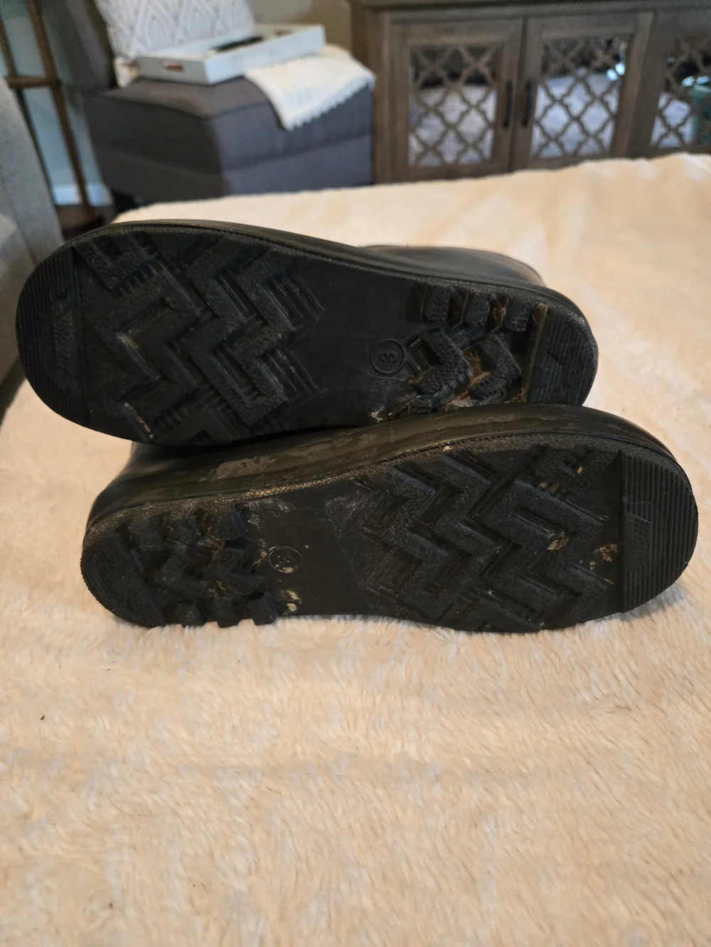 Target Black Boots with Blue Interior and Pull Tab